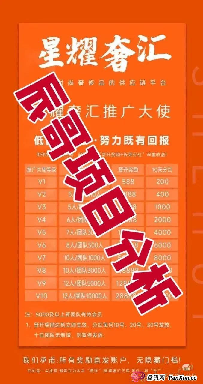 星耀奢汇分红类资金盘骗局，操盘手圈钱过千万，即将崩盘跑路！