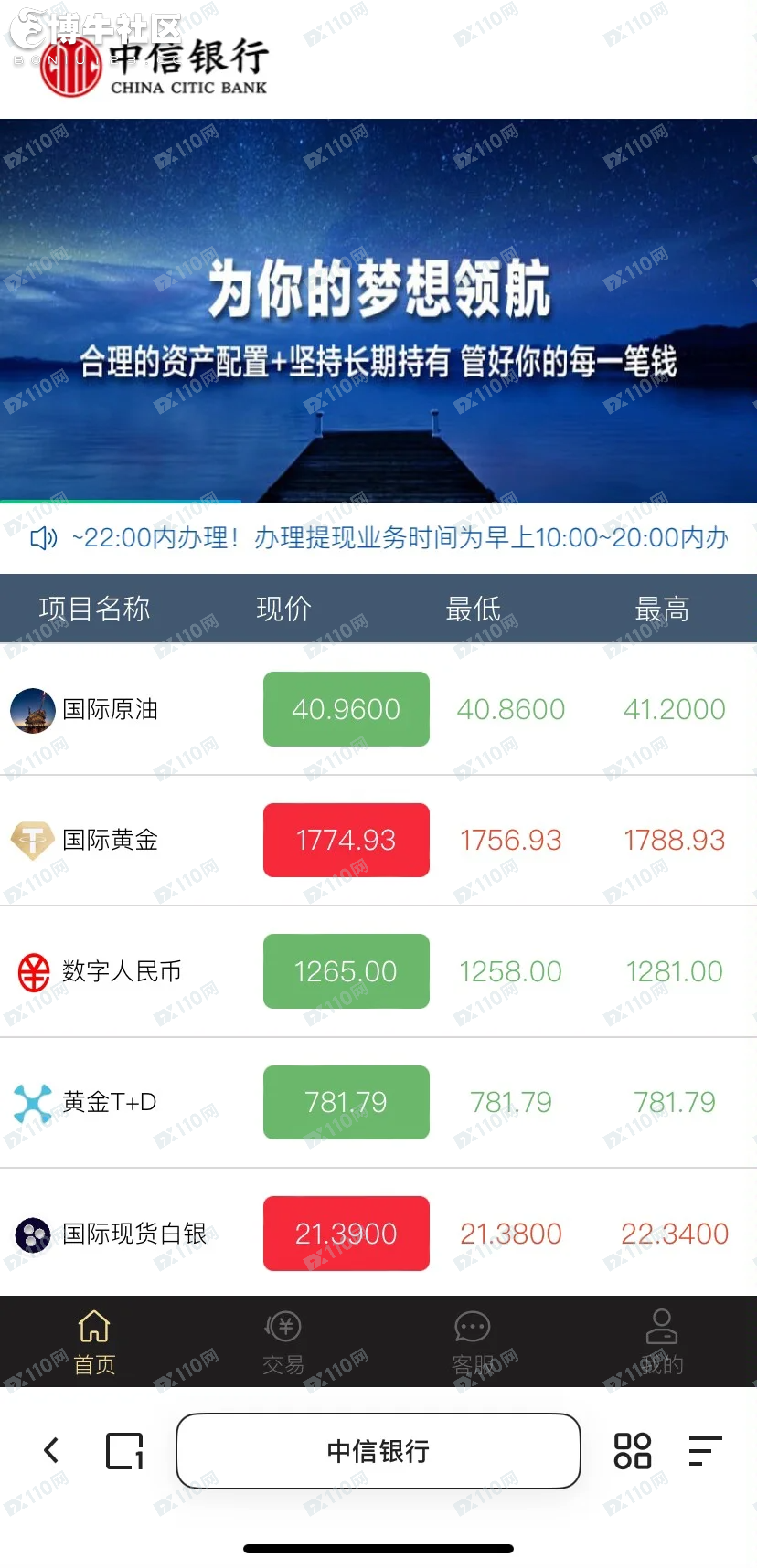 投资假平台中信银行