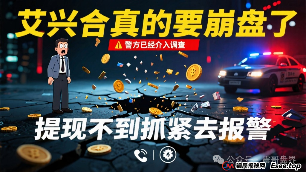 艾兴合真的要崩盘了,警方已经介入调查,提现不到抓紧去报警 艾兴合真的要崩盘了,警方已经介入调查,提现不到抓紧去报警