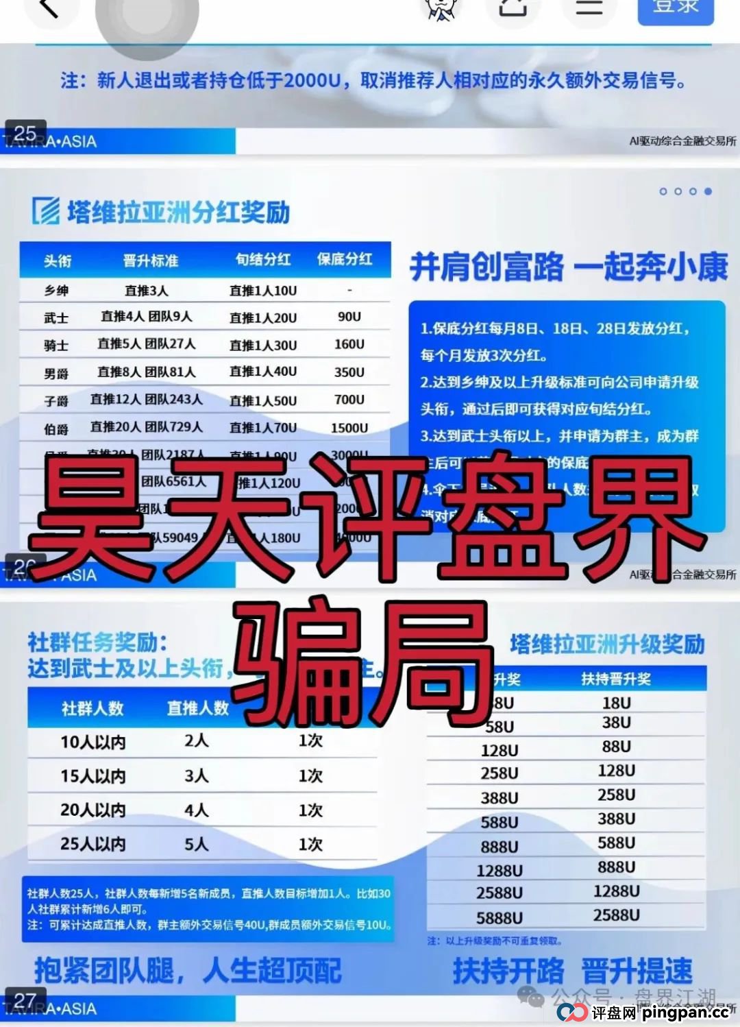 塔维拉亚洲资金盘骗局原悦比特诈骗团伙所开，典型的一轮圈韭菜盘，这伙诈骗团伙一个月开几个韭菜盘，看见一定要远离！
