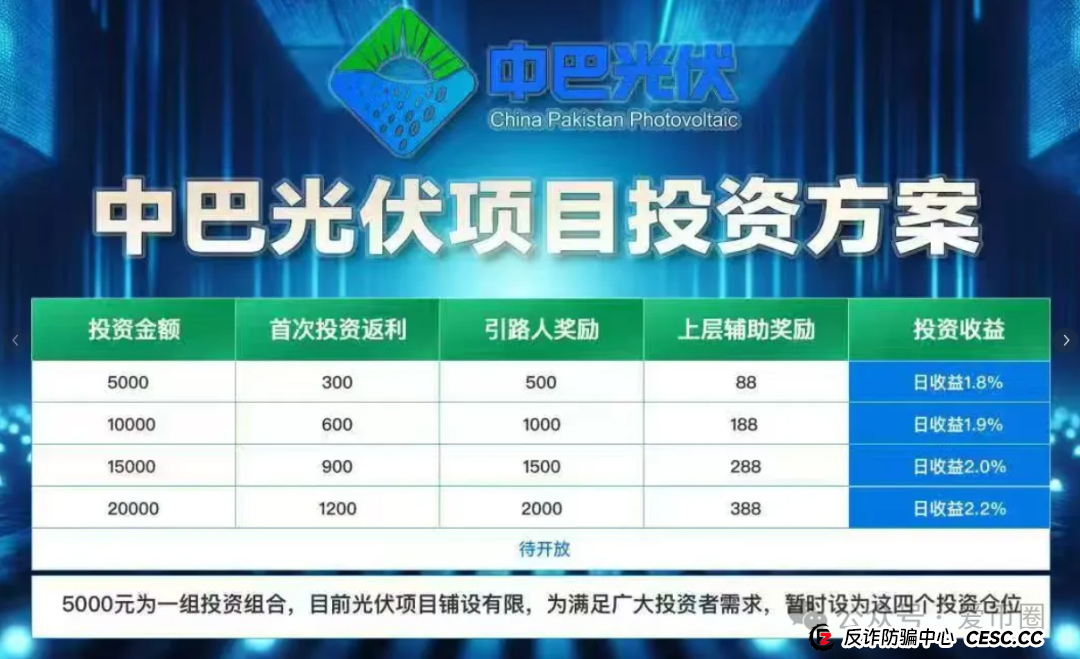 中巴光伏发电资金盘骗局曝光：高回报的光伏发电项目都是骗局，别信，马上崩盘！！