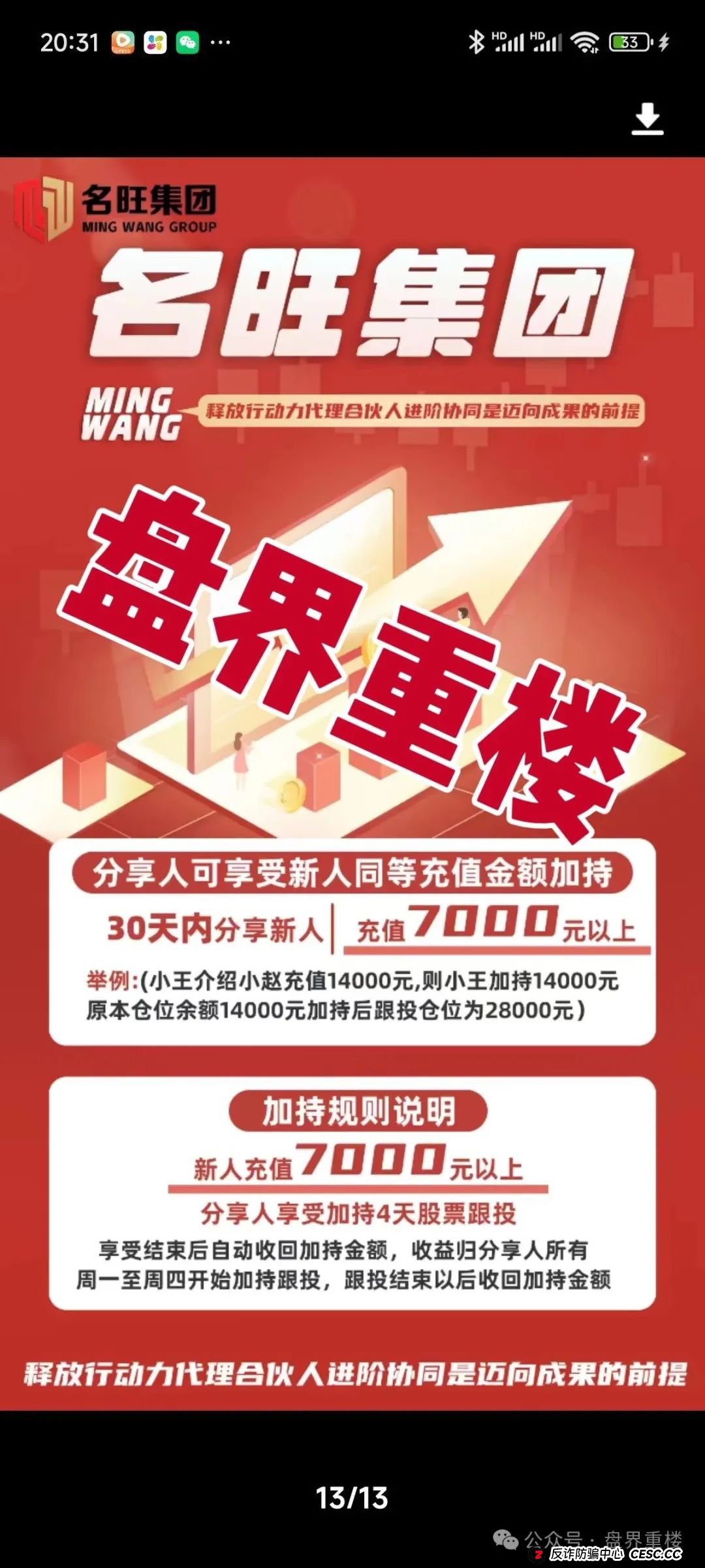 名旺集团（晨星投资）股票跟单类资金盘骗局，开始大量单割会员，即将崩盘跑路！