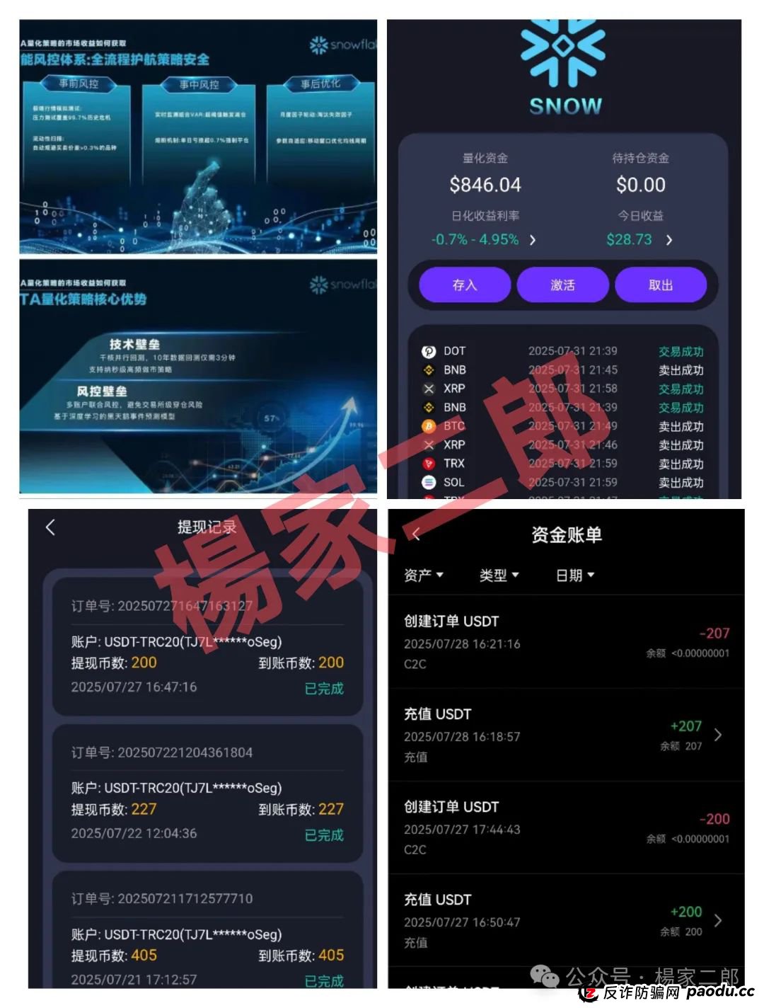 “SNOW量化ai”又一个类似“鑫慷嘉”的跟单类资金盘骗局,正在悄悄疯狂收割! “SNOW量化ai”又一个类似“鑫慷嘉”的跟单类资金盘骗局,正在悄悄疯狂收割!