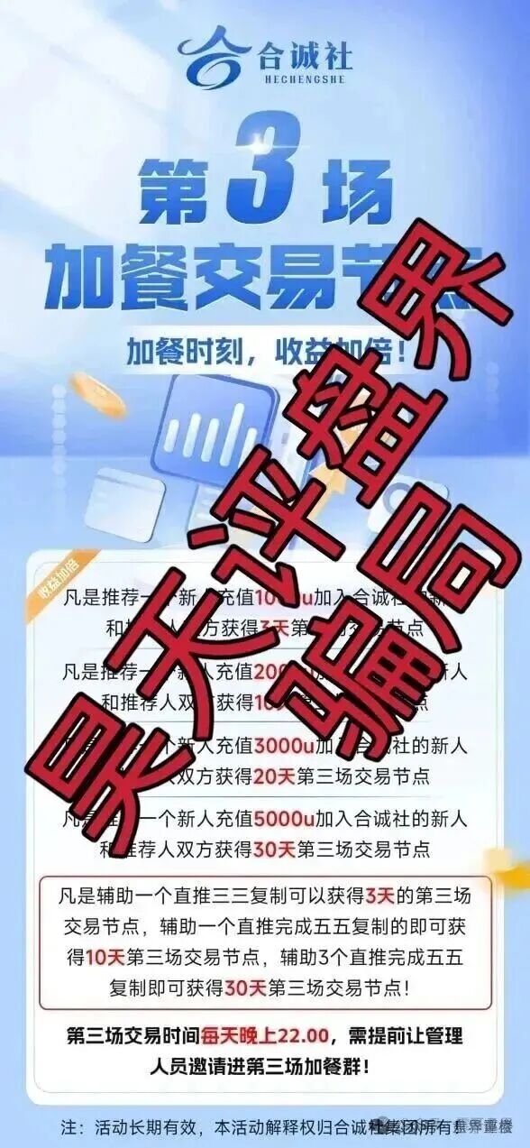 合诚社又一个跟单类资金盘骗局，妥妥的资金盘骗局，高度预警，看到的一定要远离！