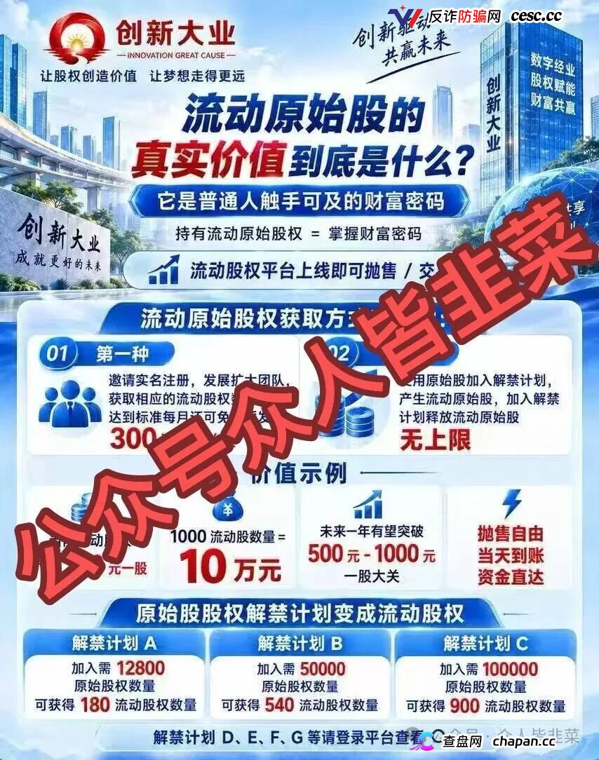 紧急预警|“创新大业”:你的“流动股权”,是操盘手逃跑的倒计时(1) 紧急预警|“创新大业”:你的“流动股权”,是操盘手逃跑的倒计时(1)