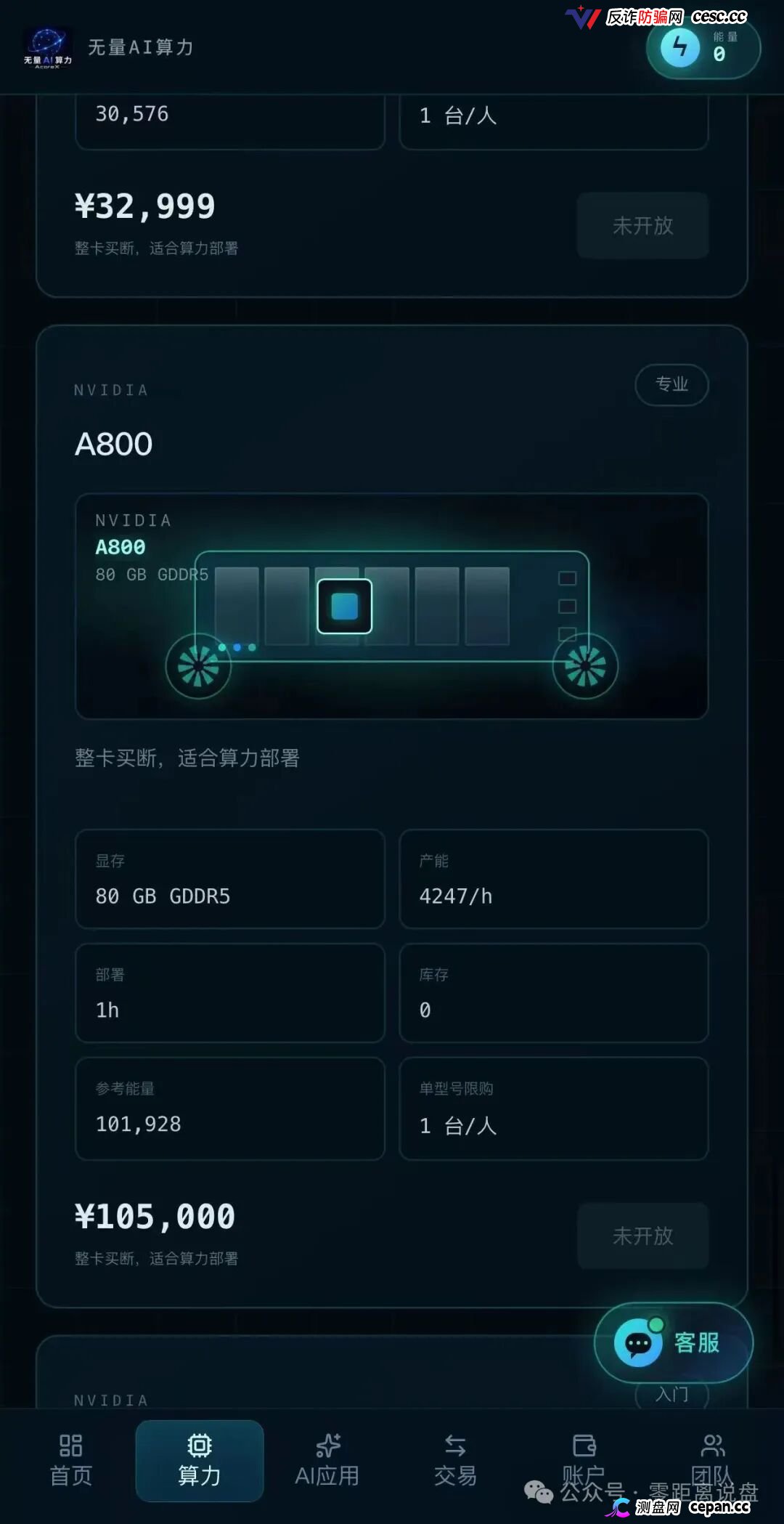 紧急预警｜“无量AI算力”：A800标价10万5，库存0，未开放——你买的不是显卡，是APP里的一串数字(2)